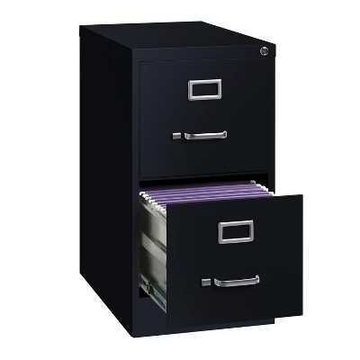 Hirsh 2 Drawer Vertical File Cabinet 22" Black 3 Hirsh 2 Drawer Vertical File Cabinet 22" Black - Image 3