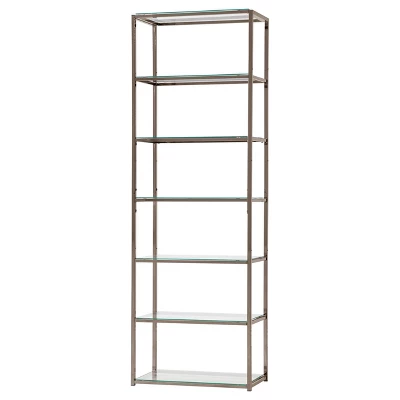77.75" Contemporary 6 Shelf Bookcase With Glass Shelves Black Nickel - Coaster 3 77.75" Contemporary 6 Shelf Bookcase With Glass Shelves Black Nickel - Coaster - Image 3