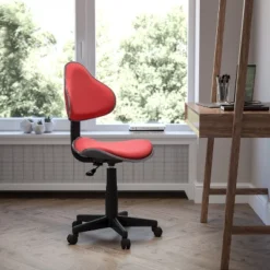 Emma And Oliver Red Fabric Swivel Ergonomic Task Office Chair