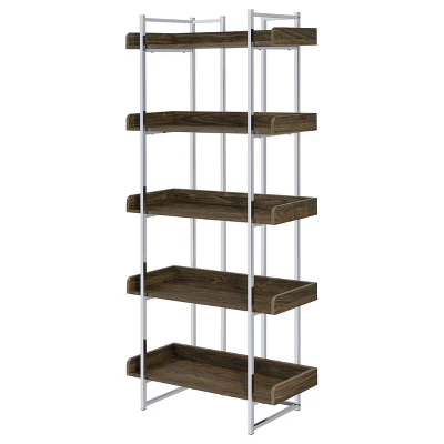 70.25" Angelica 5 Shelf Bookcase Walnut - Coaster 3 70.25" Angelica 5 Shelf Bookcase Walnut - Coaster - Image 3