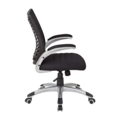 Mesh Seat And Screen Back Managers Chair With Padded Silver Arms Base - OSP Home Furnishings