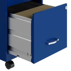 Space Solutions 18 Inch Wide Metal Mobile Organizer File Cabinet For Office Supplies And Hanging File Folders With 2 File Drawers, Blue -Officezen Shop GUEST 06bf014f 2737 4551 889a 87a9131ca4db