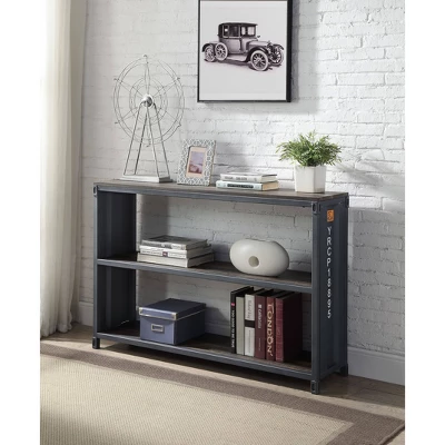 32" Cargo Bookcase Weathered Oak/Gunmetal Finish - Acme Furniture 2 32" Cargo Bookcase Weathered Oak/Gunmetal Finish - Acme Furniture - Image 2