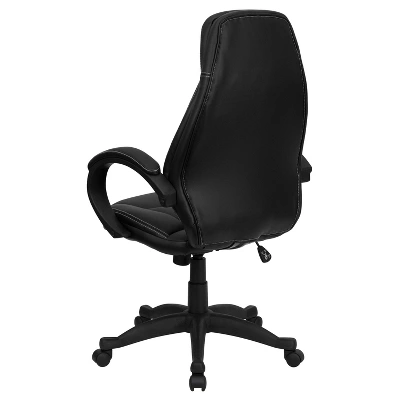 Emma And Oliver High Back Black LeatherSoft Curved Back Swivel Ergonomic Office Chair-Loop Arms 1 Emma And Oliver High Back Black LeatherSoft Curved Back Swivel Ergonomic Office Chair-Loop Arms