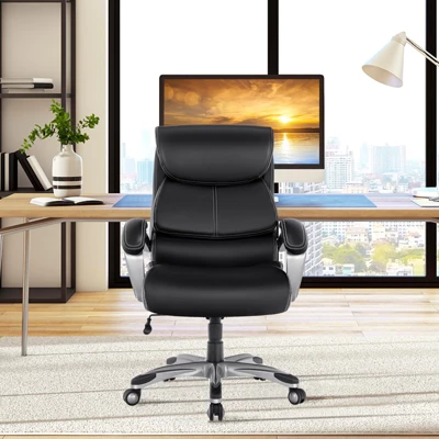 Tangkula Adjustable Executive Chair Rolling High Back Leather Office Chair Black 2 Tangkula Adjustable Executive Chair Rolling High Back Leather Office Chair Black - Image 2