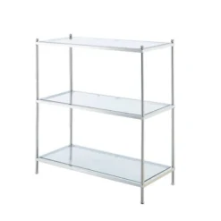 30.25" Royal Crest 3 Tier Bookcase Chrome - Breighton Home -Officezen Shop GUEST 0f036127 b9f4 4adb 9aa2 71bd99c51a48
