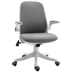 Vinsetto Linen-Touch Fabric Office Desk Chair Swivel Task Chair With Adjustable Lumbar Support, Height And Flip-up Padded Arms -Officezen Shop GUEST 108853b7 0254 466e ad52 68f38d6a948c
