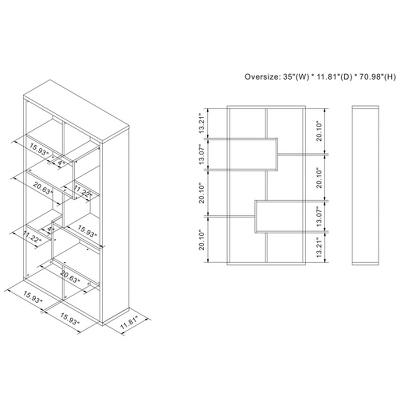70.98" Crusiton Versatile Bookcase Vintage Gray Oak - MiBasics 15 70.98" Crusiton Versatile Bookcase Vintage Gray Oak - MiBasics - Image 15