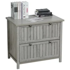 HOMCOM Retro Style 2-Drawer Lateral File Cabinet Chest With Hanging Bars, Wooden Documents Storage For Letter/Legal Size, Gray 7 HOMCOM Retro Style 2-Drawer Lateral File Cabinet Chest With Hanging Bars, Wooden Documents Storage For Letter/Legal Size, Gray -Officezen Shop GUEST 12811ef1 7dab 4d3c a8f3 9a76b7a8d4f7