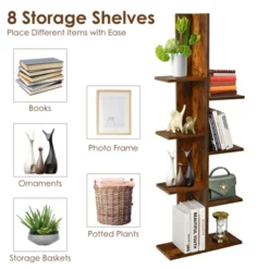 Tangkula Modern Multi-Layer Bookshelf Floor Standing Bookcase W/Anti-fall Device Storage Rack For Home Office Rustic 18 Tangkula Modern Multi-Layer Bookshelf Floor Standing Bookcase W/Anti-fall Device Storage Rack For Home Office Rustic -Officezen Shop GUEST 131ae75d f3f6 439e b60f 40cbeaf892ee