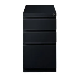 Space Solutions 20" Deep 3 Drawer Mobile Pedestal Letter Width File Cabinet Black