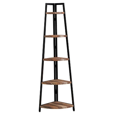 70" Free Standing 5 Tier Pyramid Corner Shelf - Danya B. 15 70" Free Standing 5 Tier Pyramid Corner Shelf - Danya B. - Image 15