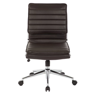 Armless Mid Back Manager's Faux Leather Chair With Chrome Base - OSP Designs 1 Armless Mid Back Manager's Faux Leather Chair With Chrome Base - OSP Designs