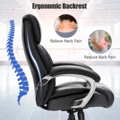 Tangkula Adjustable Executive Chair Rolling High Back Leather Office Chair Black 13 Tangkula Adjustable Executive Chair Rolling High Back Leather Office Chair Black -Officezen Shop GUEST 1bd2d06d dbe6 47cb a22e f4df03b211ea