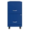 Space Solutions 18 Inch Wide Metal Mobile Organizer File Cabinet For Office Supplies And Hanging File Folders With 2 File Drawers, Blue