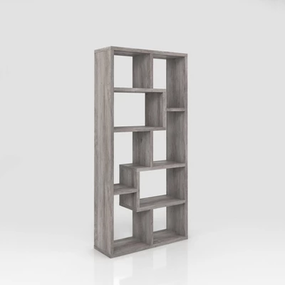 70.98" Crusiton Versatile Bookcase Vintage Gray Oak - MiBasics 9 70.98" Crusiton Versatile Bookcase Vintage Gray Oak - MiBasics - Image 9