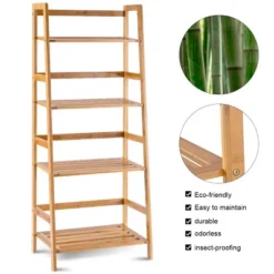 Costway Multifunctional 4 Shelf Bamboo Bookcase Ladder Plant Flower Stand Rack Storage 12 Costway Multifunctional 4 Shelf Bamboo Bookcase Ladder Plant Flower Stand Rack Storage -Officezen Shop GUEST 1d52ad12 9324 46ee 8bd9 905aad901e7f