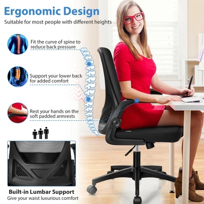 Costway Mesh Office Chair Swivel Computer Desk Chair W/Foldable Backrest & Flip-Up Arms 4 Costway Mesh Office Chair Swivel Computer Desk Chair W/Foldable Backrest & Flip-Up Arms - Image 4