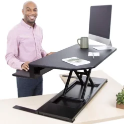 FlexPro Premier Electric Height Adjustable Corner Desk – 39.25” Standing Desk Converter – Black – Stand Steady -Officezen Shop GUEST 21c1ee1b 31c6 496b 9d40 fcf0f68b745f