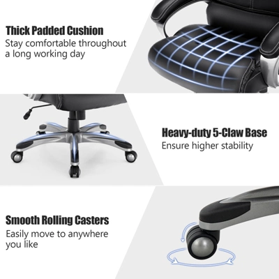 Tangkula Adjustable Executive Chair Rolling High Back Leather Office Chair Black 9 Tangkula Adjustable Executive Chair Rolling High Back Leather Office Chair Black - Image 9