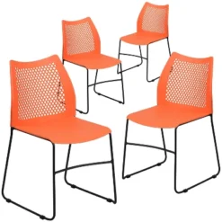 Flash Furniture 4 Pack HERCULES Series 661 Lb. Capacity Stack Chair With Air-Vent Back And Powder Coated Sled Base -Officezen Shop GUEST 26cf14c8 c18a 448d 9b4e df3e70663b5d