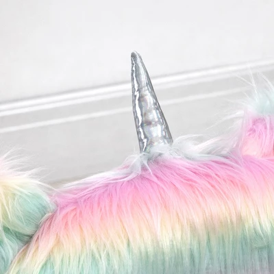 HOMCOM Fluffy Unicorn Office Chair With Mid-Back And Armrest Support, 5 Star Swivel Wheel White Base, Rainbow 4 HOMCOM Fluffy Unicorn Office Chair With Mid-Back And Armrest Support, 5 Star Swivel Wheel White Base, Rainbow - Image 4