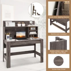 Costway Computer Desk Wooden Writing Desk Modern Home Office Workstation PC Laptop Table For Small Space -Officezen Shop GUEST 2c470306 046e 4c4b ba03 0fffef720d5d