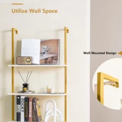 Tangkula 5 Tier Ladder Shelf 71" Open Wall-Mounted Bookcase With Golden Steel Frame 12 Tangkula 5 Tier Ladder Shelf 71" Open Wall-Mounted Bookcase With Golden Steel Frame -Officezen Shop GUEST 2e0aed98 6425 4502 832f 0c0bade4287a