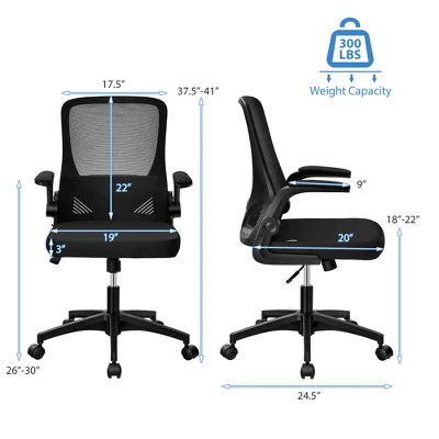 Costway Mesh Office Chair Swivel Computer Desk Chair W/Foldable Backrest & Flip-Up Arms 3 Costway Mesh Office Chair Swivel Computer Desk Chair W/Foldable Backrest & Flip-Up Arms - Image 3