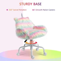 HOMCOM Fluffy Unicorn Office Chair With Mid-Back And Armrest Support, 5 Star Swivel Wheel White Base, Rainbow 9 HOMCOM Fluffy Unicorn Office Chair With Mid-Back And Armrest Support, 5 Star Swivel Wheel White Base, Rainbow -Officezen Shop GUEST 2ed73034 9430 46ac be73 00d701e73326