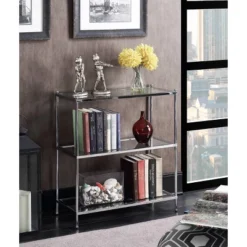 30.25" Royal Crest 3 Tier Bookcase Chrome - Breighton Home -Officezen Shop GUEST 305e2a17 0ea2 4f60 895e b5a555e8a2e4