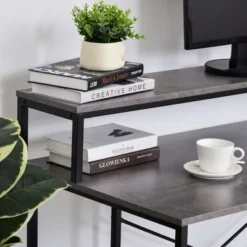 HOMCOM 55 Inch Home Office Computer Desk Study Writing Workstation With Storage Shelves, Elevated Monitor Shelf, CPU Stand 10 HOMCOM 55 Inch Home Office Computer Desk Study Writing Workstation With Storage Shelves, Elevated Monitor Shelf, CPU Stand -Officezen Shop GUEST 30d128bd 19ed 4c5e 9b31 4d3c0dfc361c