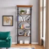 86.5" Juanita 6 Tier Etagere Wood And Metal Open Bookcase Distressed Wood - Danya B.