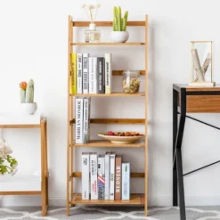 Costway Multifunctional 4 Shelf Bamboo Bookcase Ladder Plant Flower Stand Rack Storage 10 Costway Multifunctional 4 Shelf Bamboo Bookcase Ladder Plant Flower Stand Rack Storage -Officezen Shop GUEST 3387ae0f 2d56 48a7 81b9 1de47b6d59f7