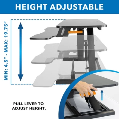 Mount-It! Standing Desk Converter | Height Adjustment From 4.3" To 19.9" | 37 Lbs. Weight Capacity | Black 5 Mount-It! Standing Desk Converter | Height Adjustment From 4.3" To 19.9" | 37 Lbs. Weight Capacity | Black - Image 5