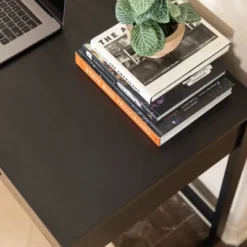 Oslo Contemporary Studio Workstation Desk With Drawer Black/Brown - Danya B. -Officezen Shop GUEST 3544e93e 93aa 499f b5b2 7515bc1a7a35