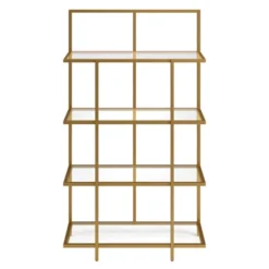 62 In. Brass Finish Standard Bookcase - Henn&Hart -Officezen Shop GUEST 3a5c4846 af70 46fd 9dae 2b3a758728a1