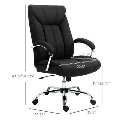 Vinsetto High Back Swivel Home Office Chair Task Ergonomic Linen Fabric Computer Chair With Arm Adjustable Height 4 Vinsetto High Back Swivel Home Office Chair Task Ergonomic Linen Fabric Computer Chair With Arm Adjustable Height - Image 4