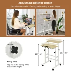 Costway Mobile Standing Desk Rolling Adjustable Laptop Cart Home Office WalnutNatural 17 Costway Mobile Standing Desk Rolling Adjustable Laptop Cart Home Office WalnutNatural -Officezen Shop GUEST 3b5d0a48 a5de 4597 8532 73de1f3244bb