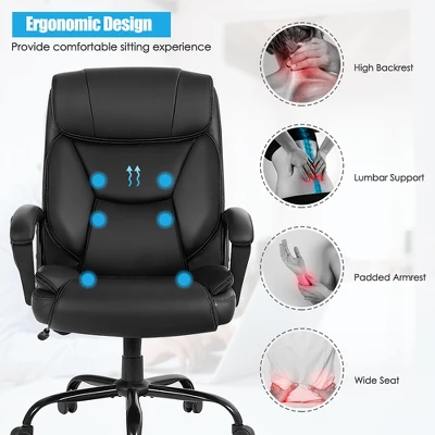 Costway Big & Tall 500lb Massage Office Chair E Xecutive PU Leather Computer Desk Chair 8 Costway Big & Tall 500lb Massage Office Chair E Xecutive PU Leather Computer Desk Chair - Image 8