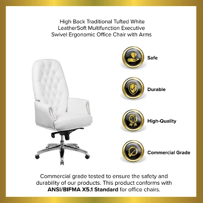 Emma And Oliver High Back Traditional Button Tufted Multifunction Swivel Ergonomic Office Chair 10 Emma And Oliver High Back Traditional Button Tufted Multifunction Swivel Ergonomic Office Chair - Image 10