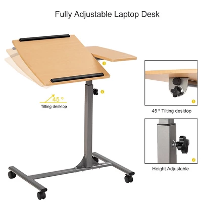 Costway 1PC Adjustable Laptop Notebook Desk Table Stand Holder Swivel Home Office Wheel 2 Costway 1PC Adjustable Laptop Notebook Desk Table Stand Holder Swivel Home Office Wheel - Image 2