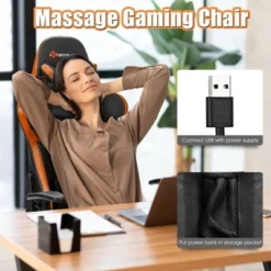 Costway Gaming Chair Reclining Racing Chair With Massage Lumbar Support &Footrest Orange -Officezen Shop GUEST 3c371f72 fbfc 4755 bb6c 1daa4b3805b5