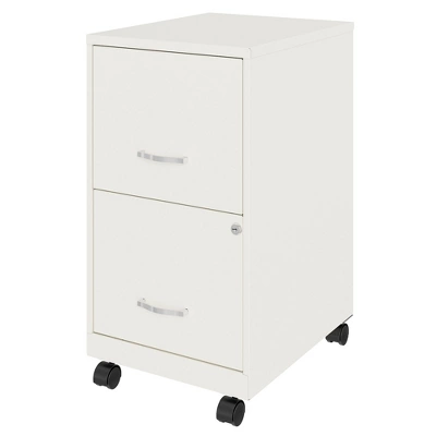 Space Solutions 18 Inch Wide Metal Mobile Organizer File Cabinet For Office Supplies And Hanging File Folders With 2 File Drawers, Pearl White 2 Space Solutions 18 Inch Wide Metal Mobile Organizer File Cabinet For Office Supplies And Hanging File Folders With 2 File Drawers, Pearl White - Image 2