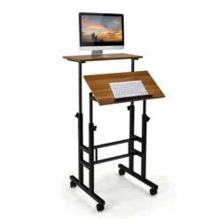Costway Mobile Standing Desk Rolling Adjustable Laptop Cart Home Office WalnutNatural 22 Costway Mobile Standing Desk Rolling Adjustable Laptop Cart Home Office WalnutNatural -Officezen Shop GUEST 3c5ddecd e90d 4c36 a061 d0f51d1288fe