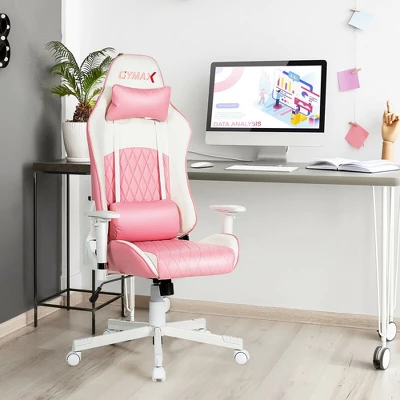 Costway Gaming Chair Racing Style Adjustable Swivel Computer Office Chair Pink 3 Costway Gaming Chair Racing Style Adjustable Swivel Computer Office Chair Pink - Image 3