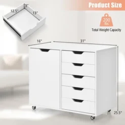 Costway 5-Drawer Chest Rolling Storage Dresser Lateral File Cabinet With Adjustable Shelf -Officezen Shop GUEST 41be69e3 c6ba 4986 a099 258ea1da7cab