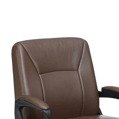 Curved Arms And Leatherette Upholstery Office Chair Brown - Benzara 1 Curved Arms And Leatherette Upholstery Office Chair Brown - Benzara