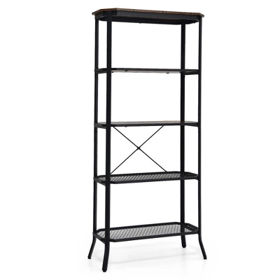 Costway 5 Tier Bookshelf Standing Storage Shelf Unit For Kitchen Living Room Office 9 Costway 5 Tier Bookshelf Standing Storage Shelf Unit For Kitchen Living Room Office - Image 9