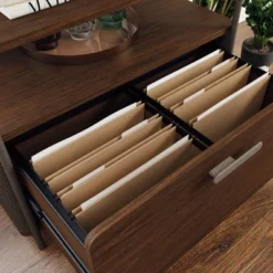 Radial Lateral File Cabinet With Drawer And Open Shelves Umber Wood - Sauder -Officezen Shop GUEST 43a7d858 7478 4e0d b7be 378a17980846